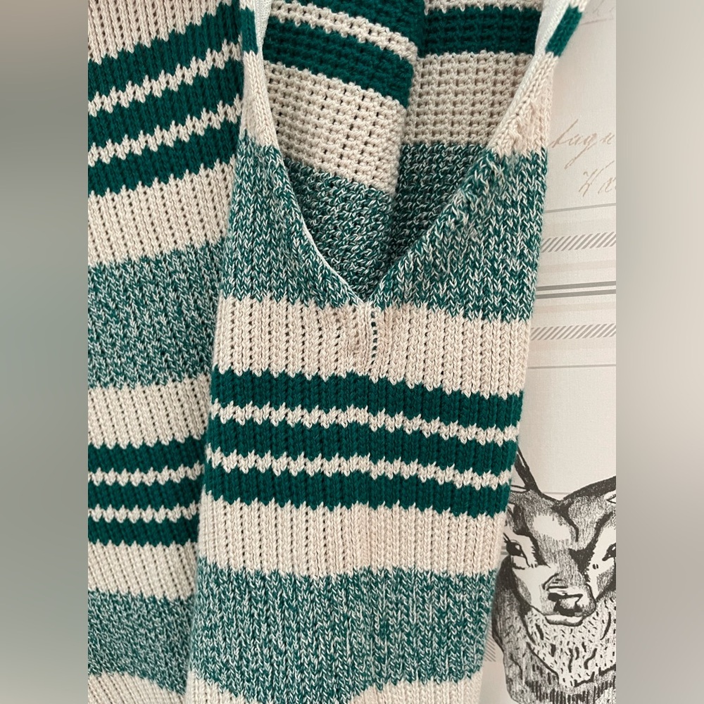rag & bone Green and Cream V-Neck Sweater Vest - Picture 6 of 7